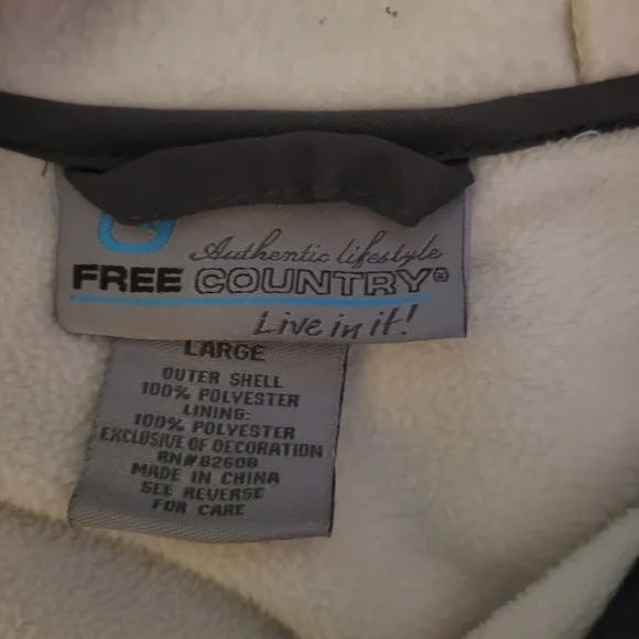 Free Country Cream and Gray Hooded Jacket - Picture 3 of 5